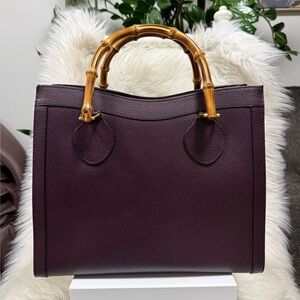 Authentic Gucci Diana Bamboo Tote - Plum